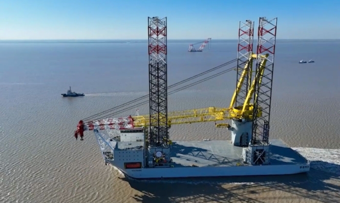The Nanjinger - World’s Largest Jack Up Ship Sails for World’s Largest Wind Farm