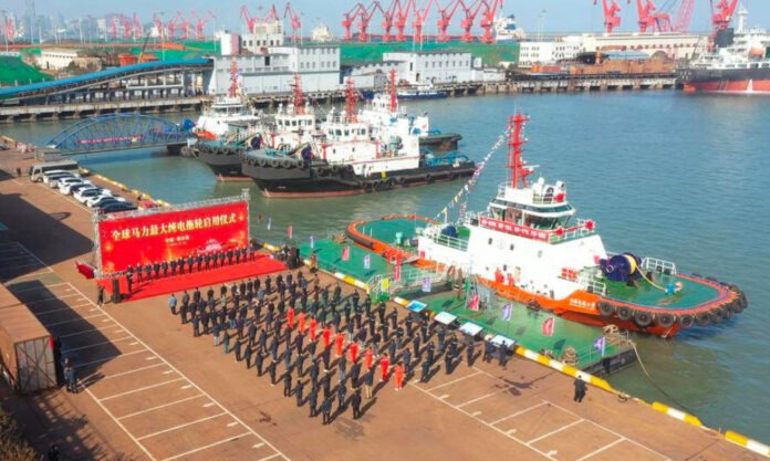 The Nanjinger - China’s Most Powerful Pure Electric Tugboat Put into Use in Lianyungang