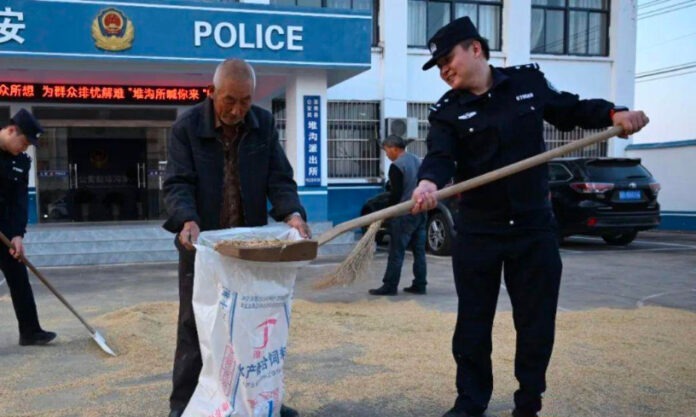 The Nanjinger - Police Station used to Dry Grain in Lianyungang; Traffic Problem Solved!